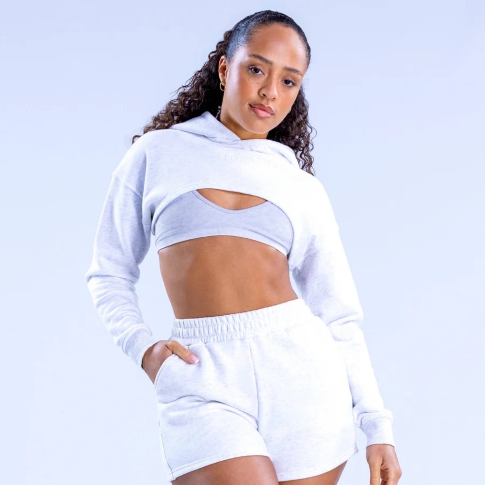 DFYNE Cropped light gray cropped Hoodie